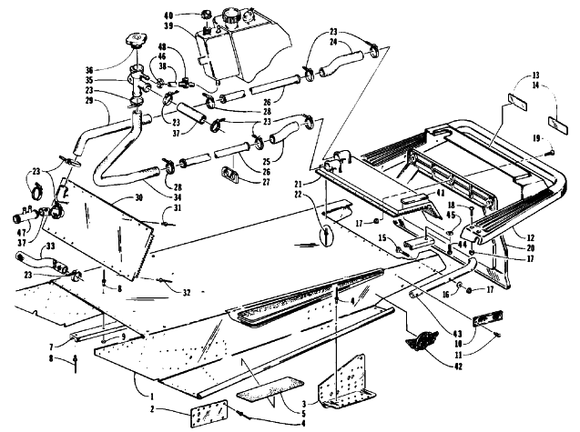 Parts Diagram for Arctic Cat 1992 PROWLER SPECIAL SNOWMOBILE TUNNEL, COOLING, AND REAR BUMPER