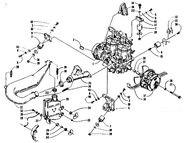 Parts Diagram for Arctic Cat 1992 PROWLER SPECIAL SNOWMOBILE ENGINE AND RELATED PARTS