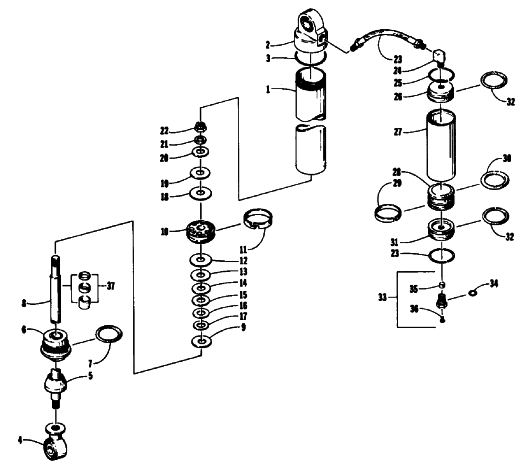 Parts Diagram for Arctic Cat 1992 EXT SPECIAL SNOWMOBILE FRONT SUSPENSION SHOCK ABSORBER