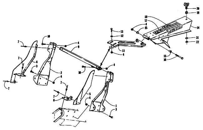 Parts Diagram for Arctic Cat 1992 WILDCAT SNOWMOBILE FRONT SUSPENSION BRACKETS & CLUTCH SHIELD
