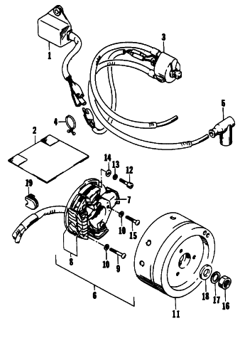 Parts Diagram for Arctic Cat 1992 WILDCAT MOUNTAIN CAT SNOWMOBILE ELECTRICAL EQUIPMENT/MAGNETO