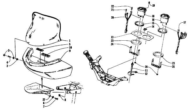 Parts Diagram for Arctic Cat 1992 WILDCAT MOUNTAIN CAT SNOWMOBILE WINDSHIELD, FAIRING, AND INSTRUMENTS