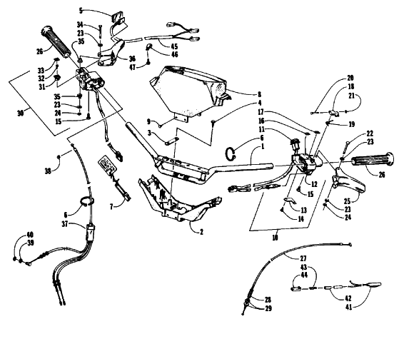 Parts Diagram for Arctic Cat 1992 WILDCAT MOUNTAIN CAT SNOWMOBILE HANDLEBAR AND CONTROLS