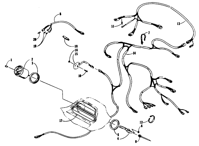 Parts Diagram for Arctic Cat 1993 JAG DELUXE SNOWMOBILE INSTRUMENTS AND WIRING ASSEMBLIES