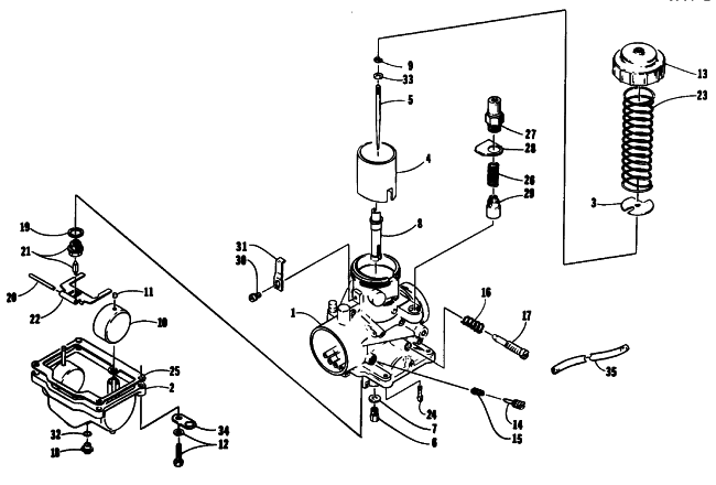 Parts Diagram for Arctic Cat 1993 PANTHER DELUXE SNOWMOBILE CARBURETOR