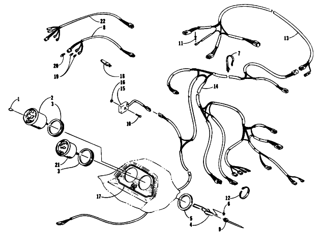 Parts Diagram for Arctic Cat 1993 JAG Z SNOWMOBILE INSTRUMENTS AND WIRING ASSEMBLIES