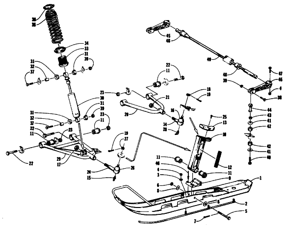 Parts Diagram for Arctic Cat 1993 EXT 550 SNOWMOBILE SKI AND FRONT SUSPENSION