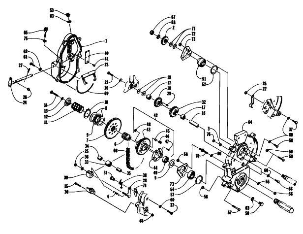 Parts Diagram for Arctic Cat 1993 PROWLER 2-UP SNOWMOBILE DRIVE/REVERSE DROPCASE ASSEMBLY
