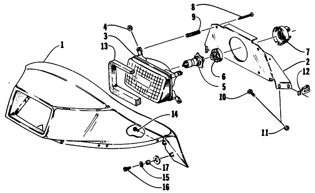 Parts Diagram for Arctic Cat 1993 PROWLER 2-UP SNOWMOBILE HEADLIGHT AND HEADLIGHT POD