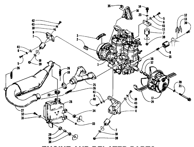 Parts Diagram for Arctic Cat 1993 EXT EFI MOUNTAIN CAT SNOWMOBILE ENGINE AND RELATED PARTS