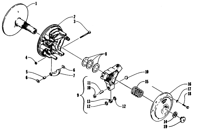 Parts Diagram for Arctic Cat 1994 WILDCAT EFI MOUNTAIN CAT SNOWMOBILE DRIVE CLUTCH