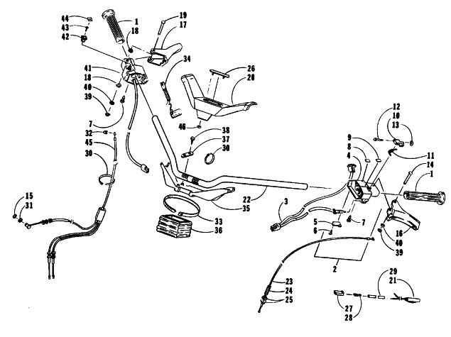 Parts Diagram for Arctic Cat 1993 COUGAR MOUNTAIN CAT SNOWMOBILE HANDLEBAR AND CONTROLS