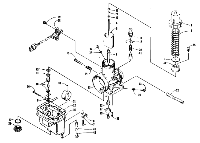 Parts Diagram for Arctic Cat 1993 EXT 550 SNOWMOBILE CARBURETOR