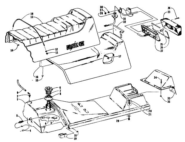 Parts Diagram for Arctic Cat 1993 PROWLER 2-UP SNOWMOBILE GAS TANK, SEAT, AND TAILLIGHT ASSEMBLIES