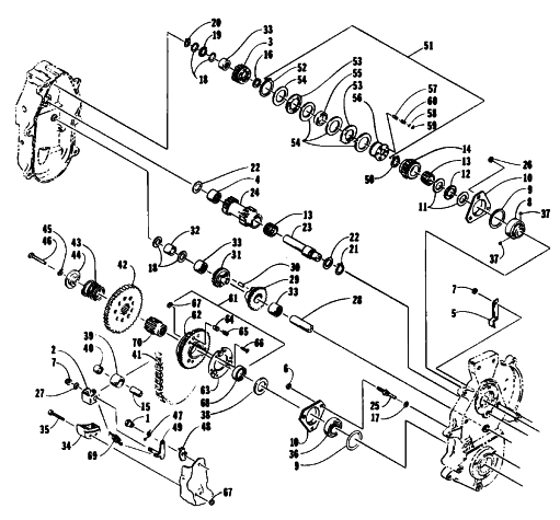Parts Diagram for Arctic Cat 1993 JAG AFS LT 2 SPEED SNOWMOBILE 2 SPEED DROPCASE ASSEMBLY
