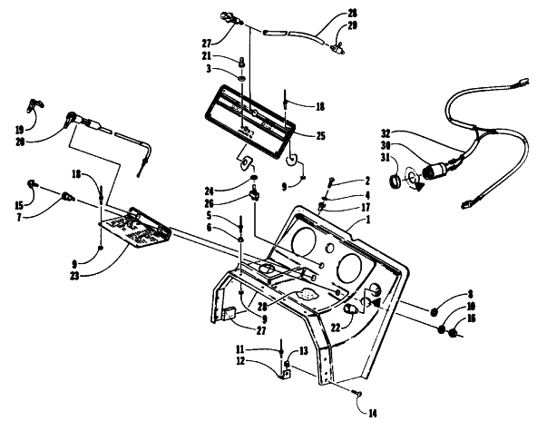 Parts Diagram for Arctic Cat 1993 JAG AFS LT 1 SPEED SNOWMOBILE SWITCH, CHOKE, AND CONSOLE ASSEMBLY