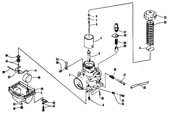 Parts Diagram for Arctic Cat 1993 JAG AFS LT 2 SPEED SNOWMOBILE CARBURETOR