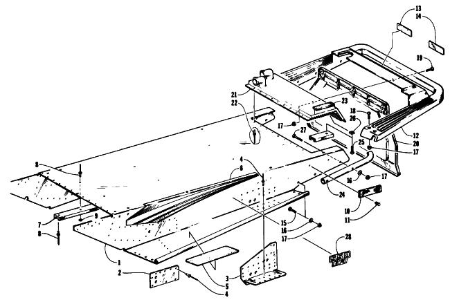 Parts Diagram for Arctic Cat 1993 EXT EFI SNOWMOBILE TUNNEL AND REAR BUMPER