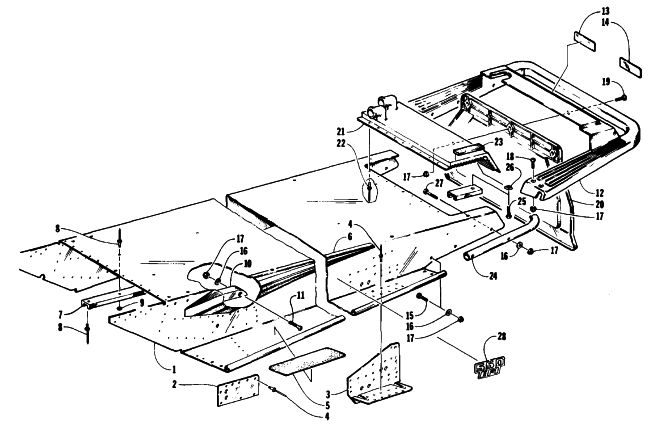 Parts Diagram for Arctic Cat 1993 EXT EFI MOUNTAIN CAT SNOWMOBILE TUNNEL AND REAR BUMPER