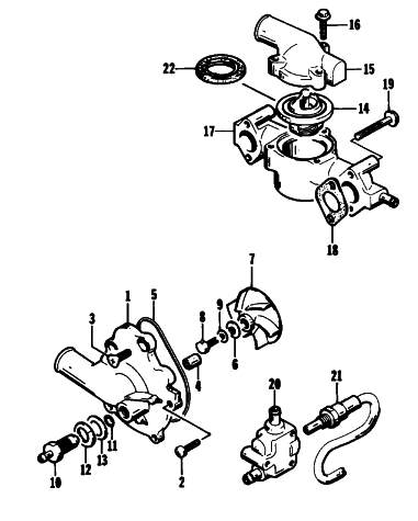 Parts Diagram for Arctic Cat 1993 PANTERA SNOWMOBILE WATER PUMP/WATER MANIFOLD