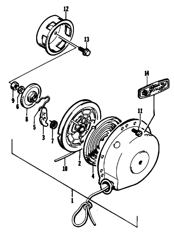 Parts Diagram for Arctic Cat 1994 ZR 580 SNOWMOBILE RECOIL STARTER