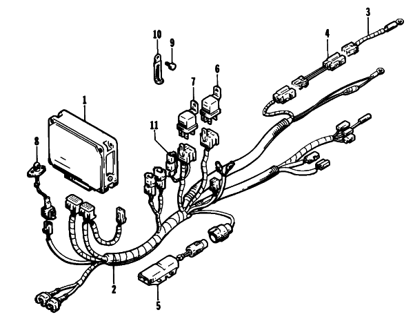 Parts Diagram for Arctic Cat 1993 EXT EFI SNOWMOBILE ECU AND ECU HARNESS ASSEMBLIES