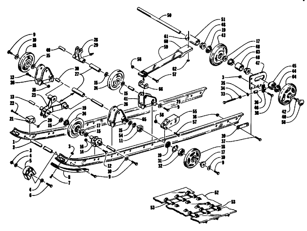 Parts Diagram for Arctic Cat 1993 PANTERA SNOWMOBILE SLIDE RAIL AND TRACK ASSEMBLY