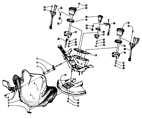 Parts Diagram for Arctic Cat 1993 PANTERA SNOWMOBILE WINDSHIELD, FAIRING, AND INSTRUMENTS