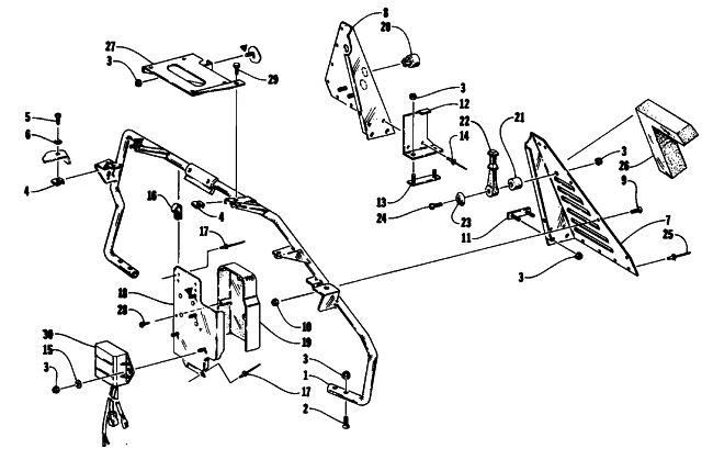 Parts Diagram for Arctic Cat 1993 PANTERA SNOWMOBILE STEERING SUPPORT ASSEMBLY