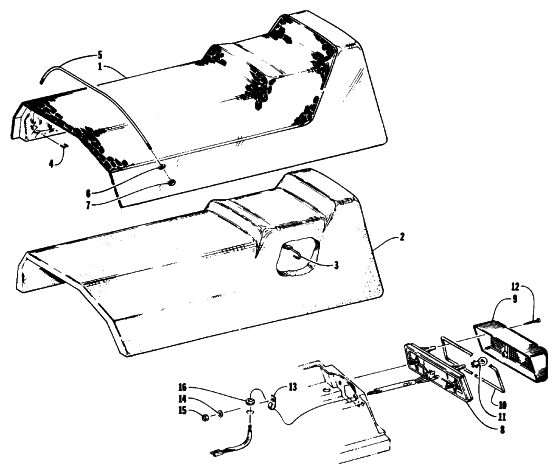 Parts Diagram for Arctic Cat 1993 PANTERA SNOWMOBILE SEAT AND TAILLIGHT ASSEMBLIES