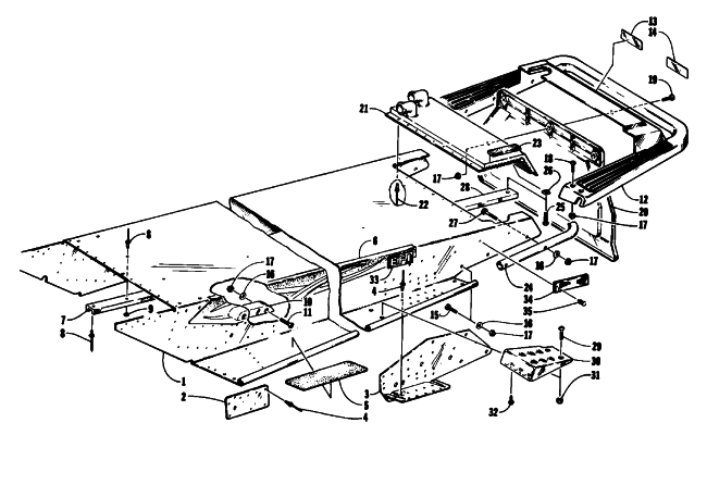 Parts Diagram for Arctic Cat 1993 PANTERA SNOWMOBILE TUNNEL AND REAR BUMPER