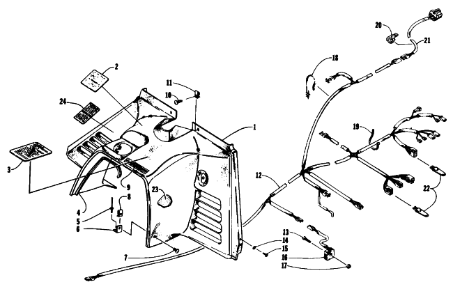Parts Diagram for Arctic Cat 1993 THUNDERCAT SNOWMOBILE CONSOLE AND WIRING ASSEMBLIES