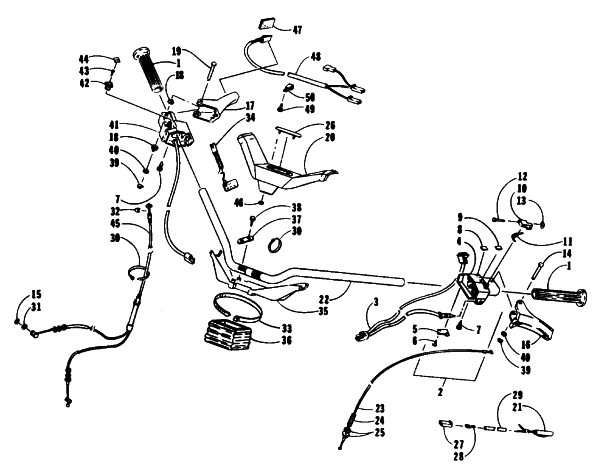 Parts Diagram for Arctic Cat 1993 WILDCAT EFI SNOWMOBILE HANDLEBAR AND CONTROLS