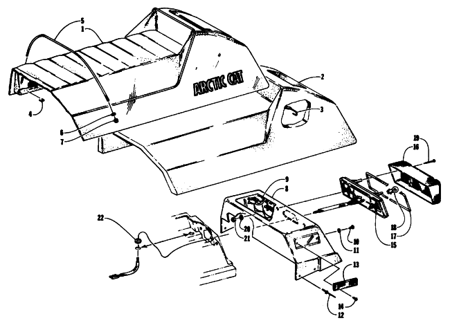 Parts Diagram for Arctic Cat 1993 WILDCAT MOUNTAIN CAT EFI SNOWMOBILE SEAT AND TAILLIGHT ASSEMBLIES