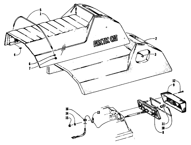 Parts Diagram for Arctic Cat 1993 WILDCAT EFI SNOWMOBILE SEAT AND TAILLIGHT ASSEMBLIES