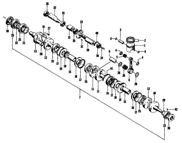 Parts Diagram for Arctic Cat 1993 THUNDERCAT SNOWMOBILE PISTON AND CRANKSHAFT