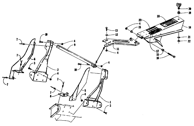 Parts Diagram for Arctic Cat 1993 WILDCAT EFI SNOWMOBILE FRONT SUSPENSION BRACKETS & CLUTCH SHIELD