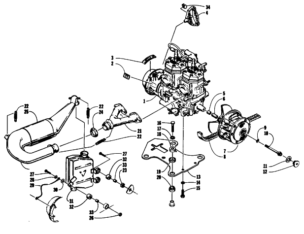 Parts Diagram for Arctic Cat 1993 440 ZR SNOWMOBILE ENGINE AND RELATED PARTS