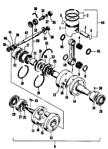 Parts Diagram for Arctic Cat 1993 WILDCAT EFI SNOWMOBILE PISTON AND CRANKSHAFT