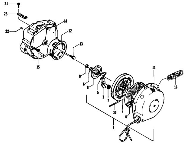 Parts Diagram for Arctic Cat 1992 WILDCAT MOUNTAIN CAT EFI SNOWMOBILE RECOIL STARTER