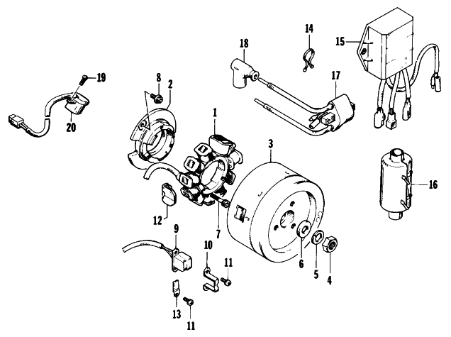 Parts Diagram for Arctic Cat 1994 WILDCAT EFI SNOWMOBILE ELECTRICAL EQUIPMENT/MAGNETO