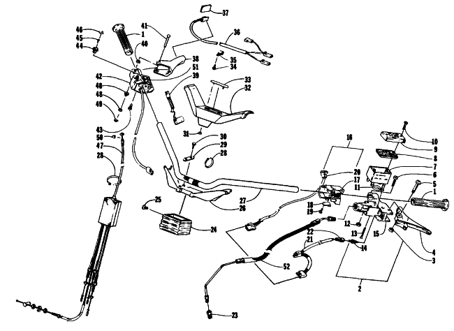 Parts Diagram for Arctic Cat 1993 THUNDERCAT SNOWMOBILE HANDLEBAR ASSEMBLY