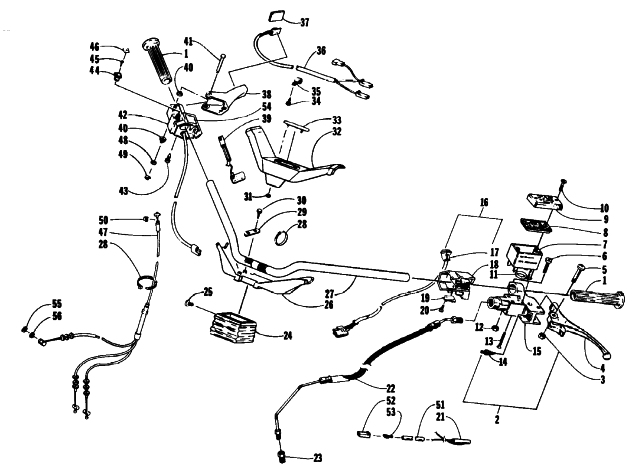 Parts Diagram for Arctic Cat 1993 580 ZR SNOWMOBILE HANDLEBAR ASSEMBLY