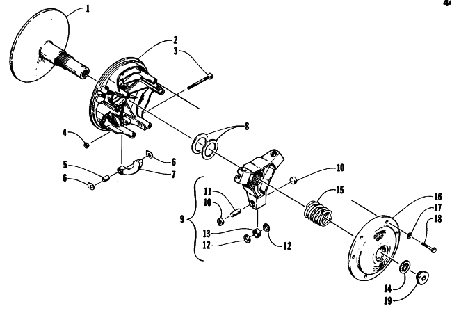 Parts Diagram for Arctic Cat 1993 440 ZR SNOWMOBILE DRIVE CLUTCH