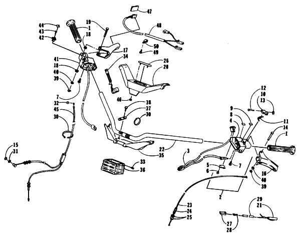 Parts Diagram for Arctic Cat 1994 PANTHER DELUXE SNOWMOBILE HANDLEBAR AND CONTROLS