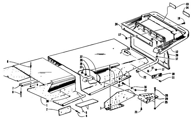 Parts Diagram for Arctic Cat 1994 PANTHER DELUXE SNOWMOBILE TUNNEL AND REAR BUMPER