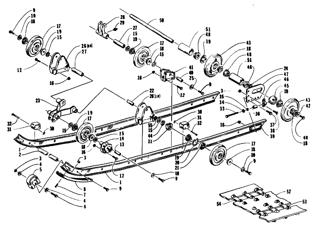 Parts Diagram for Arctic Cat 1994 COUGAR MOUNTAIN CAT SNOWMOBILE SLIDE RAIL AND TRACK ASSEMBLY