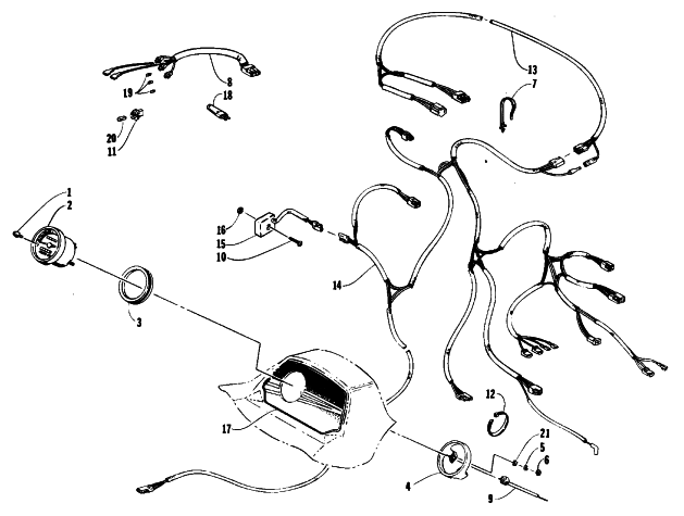 Parts Diagram for Arctic Cat 1994 COUGAR MOUNTAIN CAT SNOWMOBILE INSTRUMENTS AND WIRING ASSEMBLIES