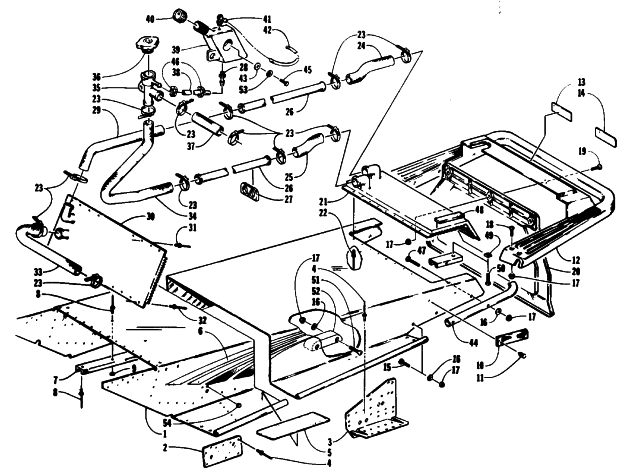 Parts Diagram for Arctic Cat 1994 COUGAR MOUNTAIN CAT SNOWMOBILE TUNNEL, COOLING, AND REAR BUMPER