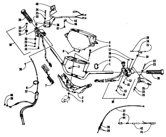 Parts Diagram for Arctic Cat 1994 PANTERA SNOWMOBILE HANDLEBAR AND CONTROLS